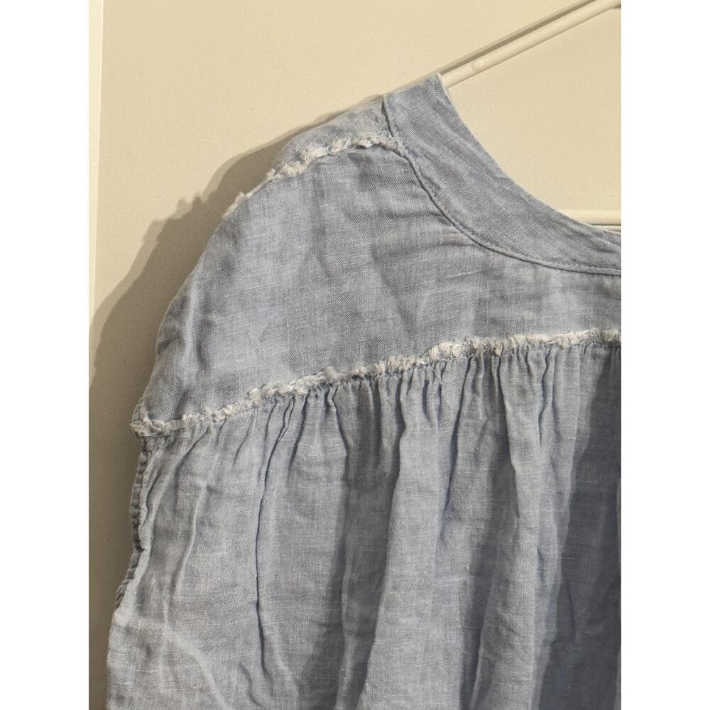 Meo Meli Tunic Blouse Womens One Size Blue 100% Linen Button Henley Italy - Picture 6 of 7